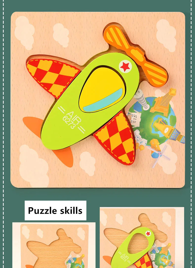 3D Wooden Cartoon Puzzles