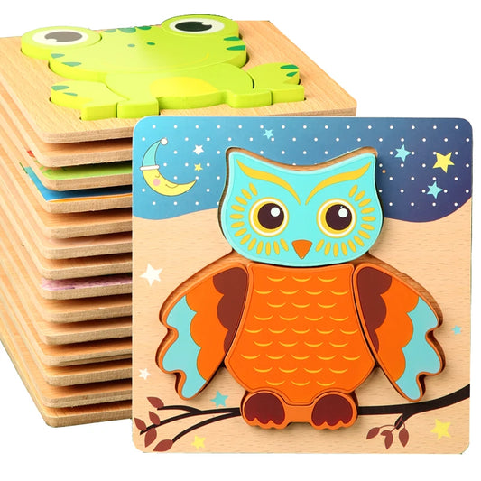 3D Wooden Cartoon Puzzles