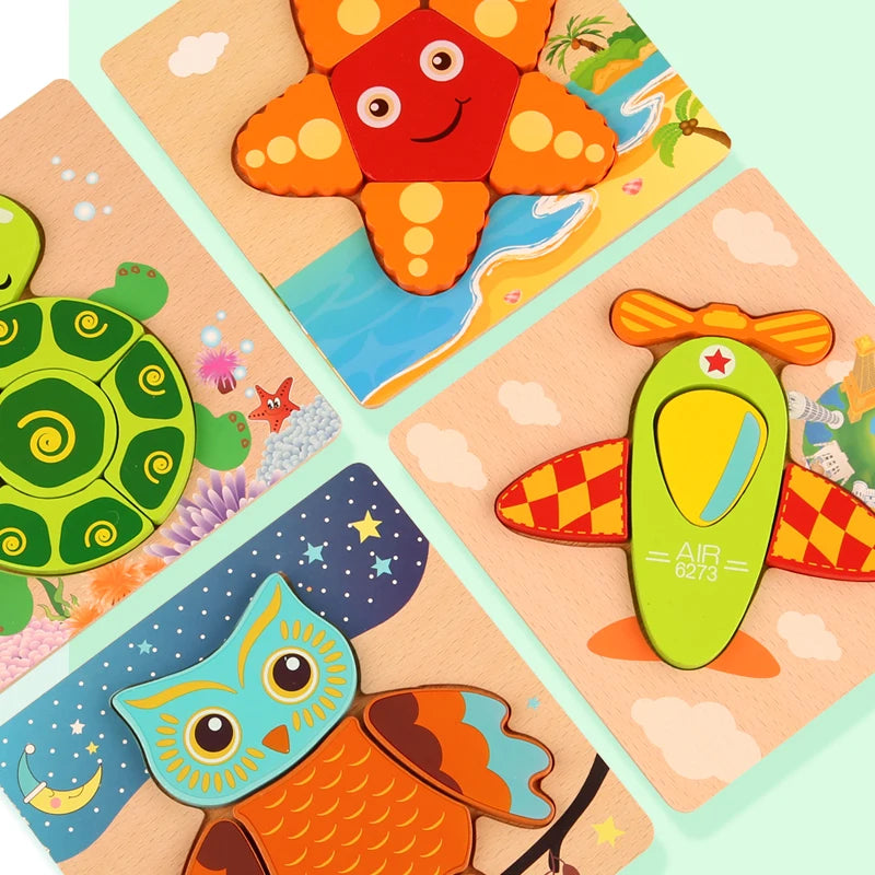 3D Wooden Cartoon Puzzles