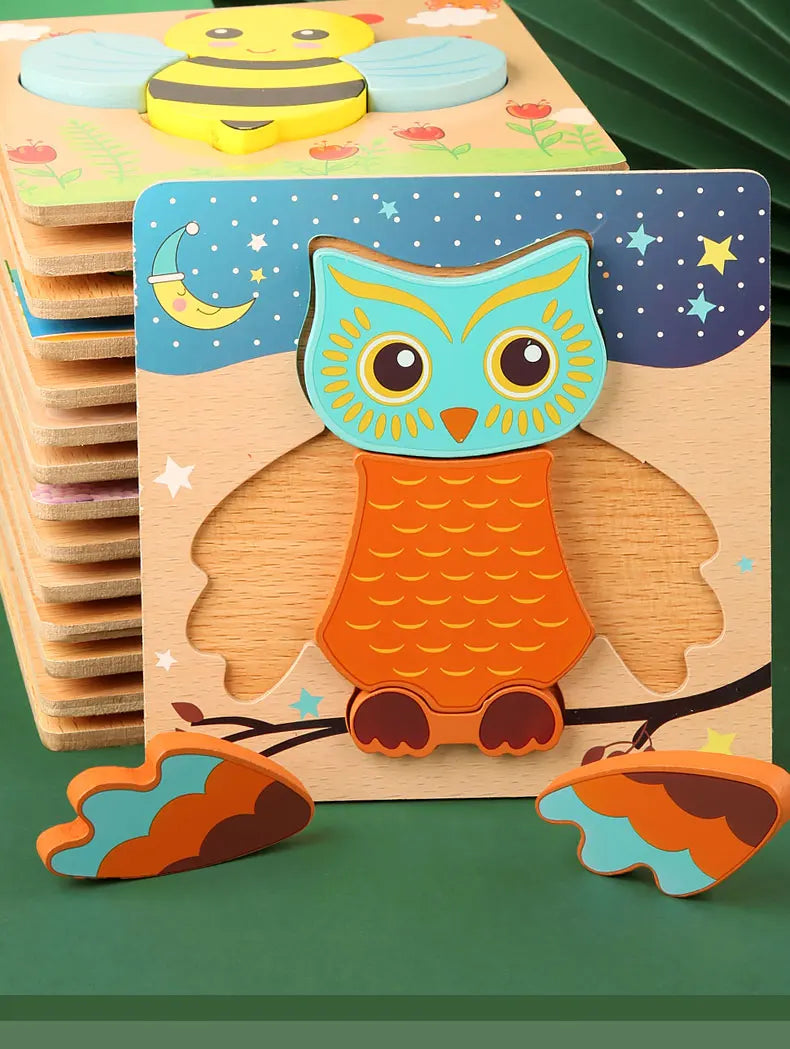 3D Wooden Cartoon Puzzles