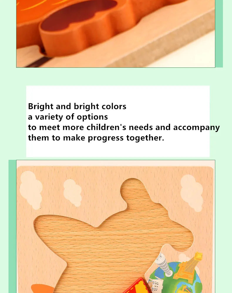 3D Wooden Cartoon Puzzles