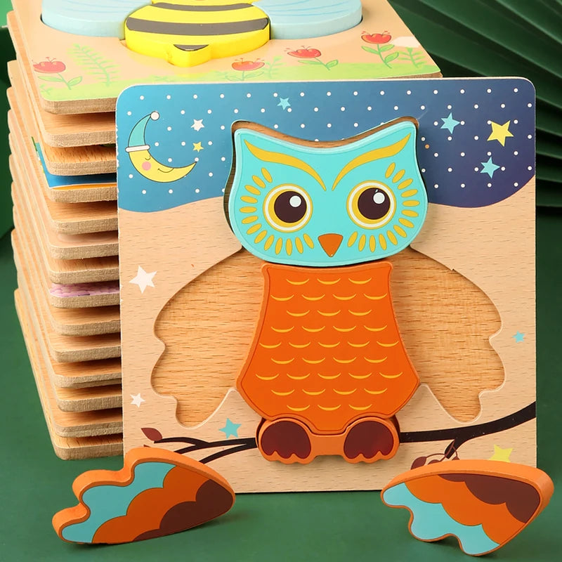 3D Wooden Cartoon Puzzles