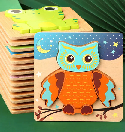 3D Wooden Cartoon Puzzles