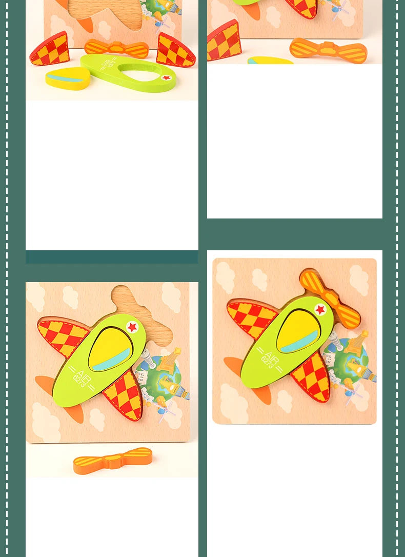 3D Wooden Cartoon Puzzles