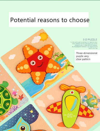 3D Wooden Cartoon Puzzles